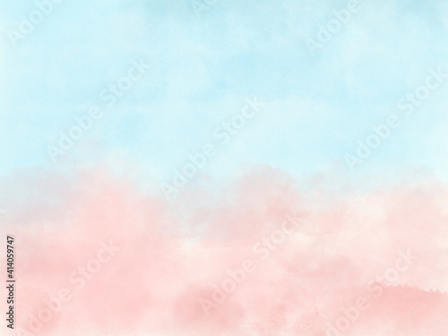 優しい春のイメージの壁紙 パステルカラーの背景 ピンク 水色 ふわふわ 水彩画 Stock Illustration Adobe Stock