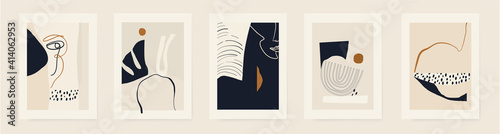 Modern minimalist abstract aesthetic illustrations. Contemporary wall decor. Collection of creative artistic posters. 