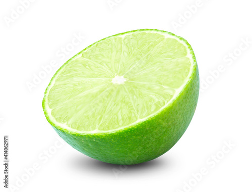 lime or green lemon isolated on white background