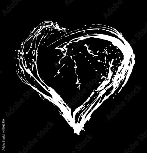 Abstract white heart on black background
