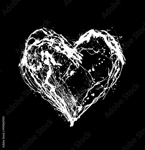 Abstract white heart on black background