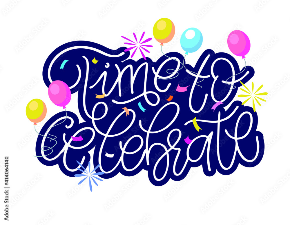 Naklejka premium Happy birthday - cute hand drawn doodle lettering postcard. Time to celebrate. Make a wish. Birthday Party time - label for banner, t-shirt design.