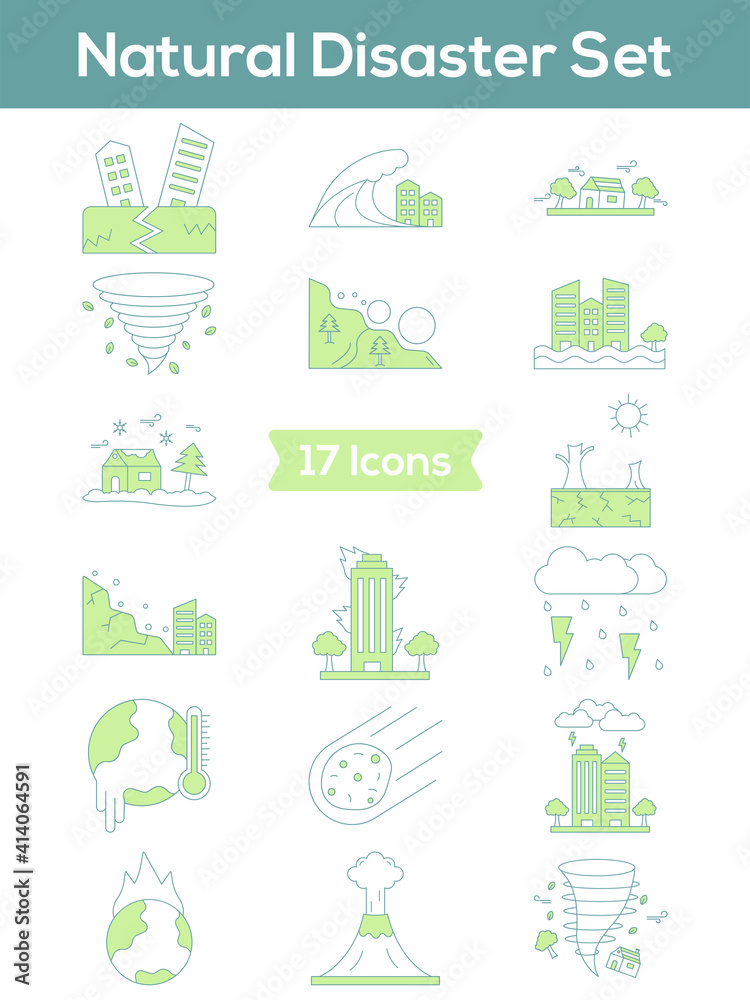 Illustration of Colorful Natural Disaster icon in Flat Style. Illustration of Colorful Natural Disaster icon in Flat Style.