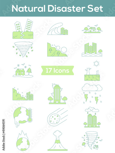 Illustration of Colorful Natural Disaster icon in Flat Style.