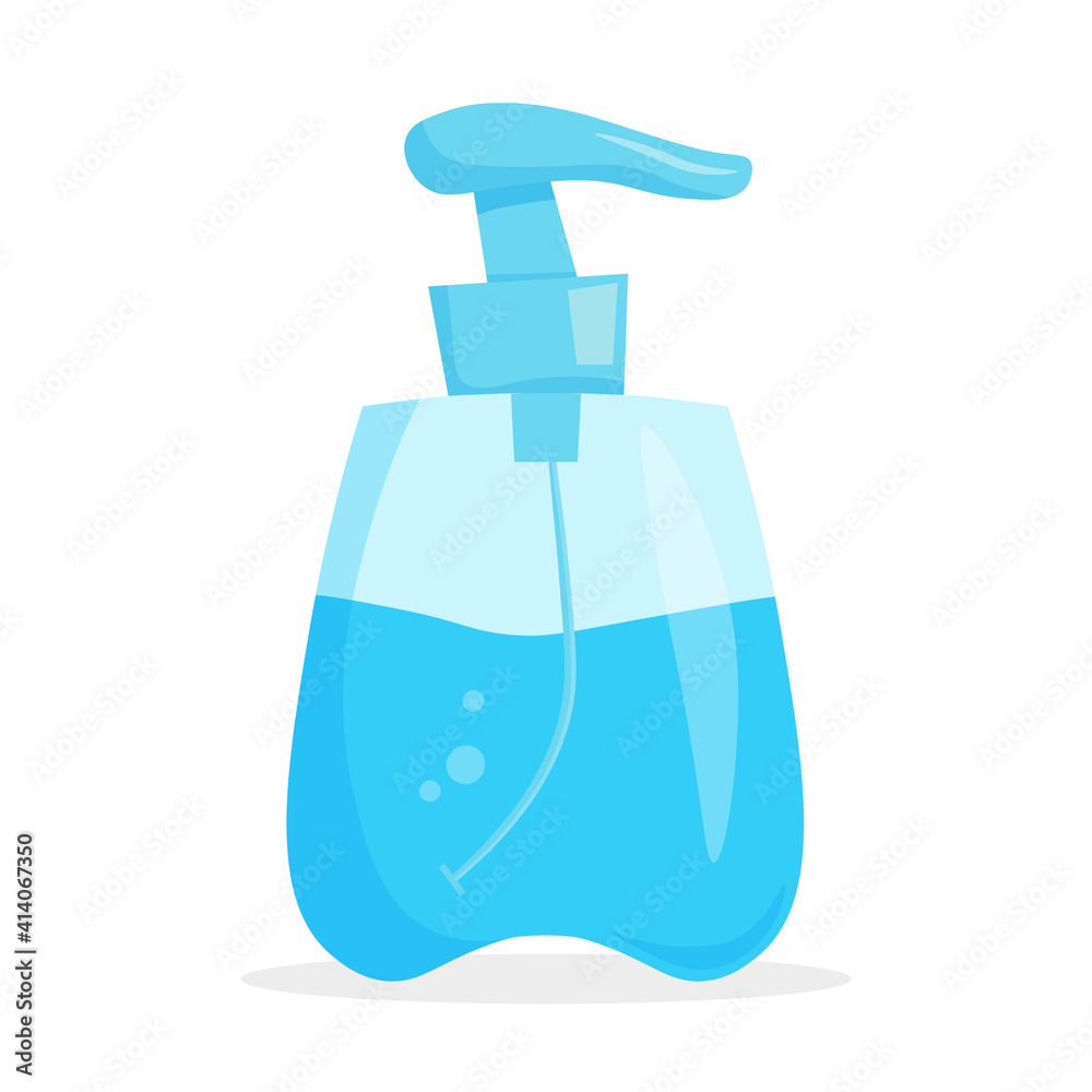 Antiseptic. Hand sanitizer bottle with pump. Anti bacterial and virus solution. Alcohol, hand wash gel. Liquid soap bottle with dispenser. Vector illustration. Antiseptic. Hand sanitizer bottle with pump. Anti bacterial and virus solution. Alcohol, hand wash gel. Liquid soap bottle with dispenser. Vector illustration.