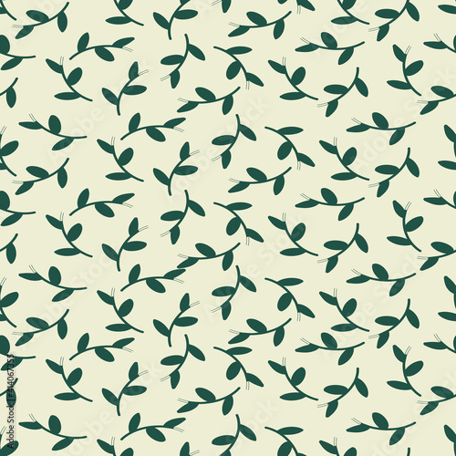 Lot of green leafs vector seamless repeat pattern print background