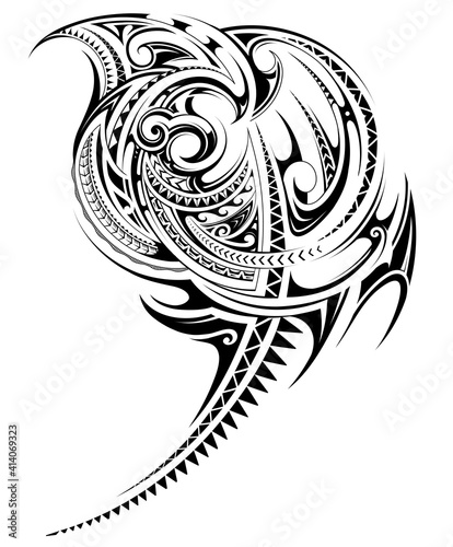 Polynesian style tribal art tattoo