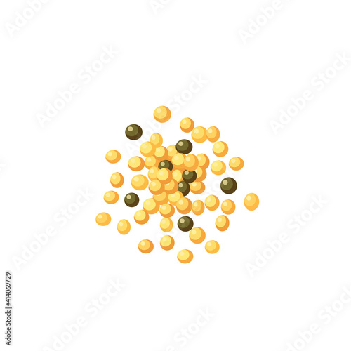 Mustard seeds. Vector illustration of cartoon flat icon isolated on white background.