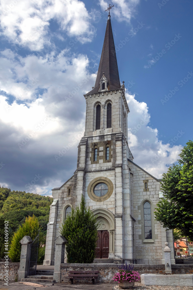 St. Martin church. Village of Cressier, Switzerland. Year of construction - 1875