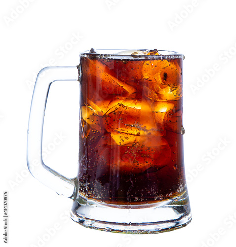 coca cola in glass isolaed on white background