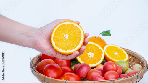 Female left hand Hold a hal...