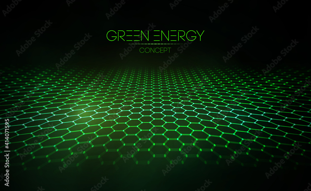 Green technology background for web. Cyber circles computer ecology and green technology. Hexagon background green abstract vector. EPS 10.