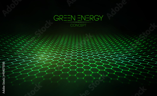Green technology background for web. Cyber circles computer ecology and green technology. Hexagon background green abstract vector. EPS 10.