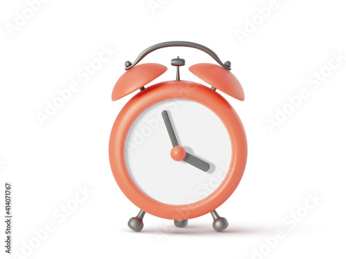 Red alarm clock isolated on white background. Vector illustration
