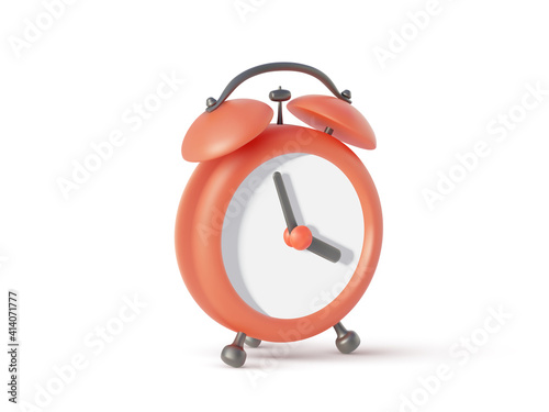 Alarm clock with shadow isolated on white background. Vector illustration