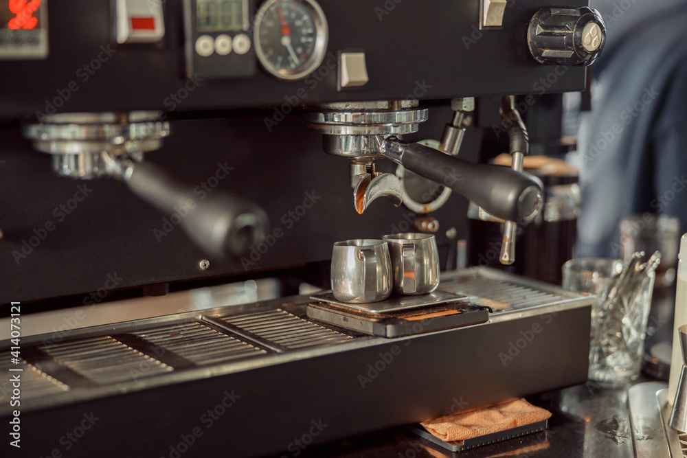 coffee making staff in cafe, espresso machine coffee making staff in cafe, espresso machine