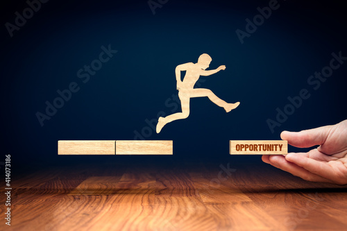 Coach motivate to personal development and jump for opportunities photo