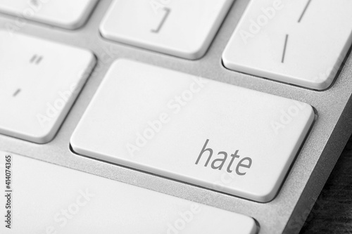 Fotografija Button with text Hate on computer keyboard, closeup