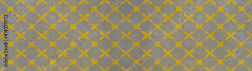 Gray grey anthracite yellow abstract traditional motif tiles texture backgrou...