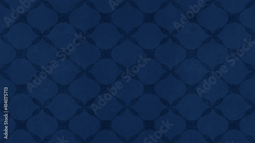 Dark blue seamless motif tiles wallpaper texture background - Vintage retro concrete stone cement tile with rhombus diamond leaves pattern