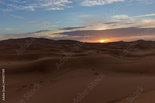 beauty dunes in the sahara desert in the country of morocco in africa