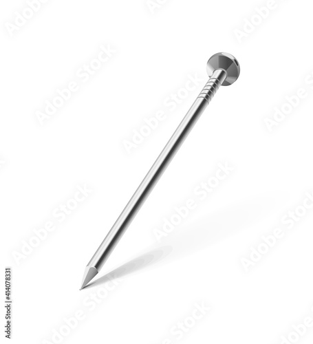Metallic nail for joining wooden detail. Isolated on white background. Eps10 vector illustration.