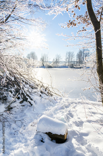 Winterlandschaft mit Eis und Schnee, Saerbeck Deutschland photo