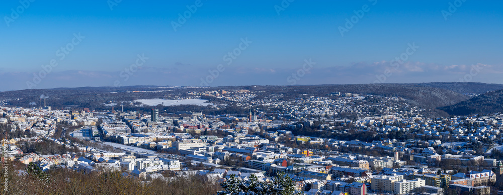Panoramic view of the snowy city of Pforzheim (Baden-Wuerttemberg, Germany) during winter. Panoramic view of the snowy city of Pforzheim (Baden-Wuerttemberg, Germany) during winter.