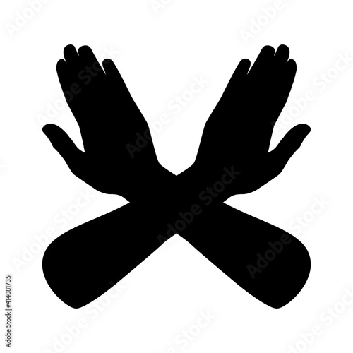Silhouette stop sign by hand