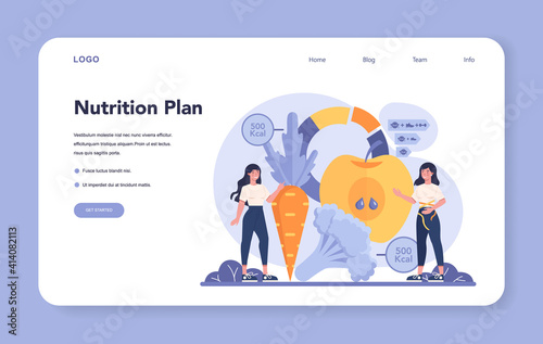Slimming specialist web banner or landing page. Nutrition plan