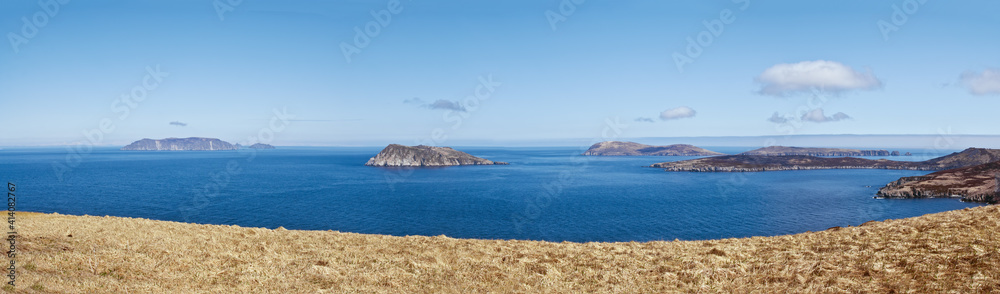 View of the Semidi Islands from Chowiet Island, Gulf of Alaska, USA