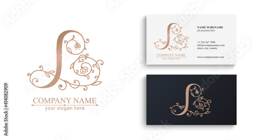 Premium Vector L logo. Monnogram, lettering and business cards. Personal logo or sign for branding an elite company.
