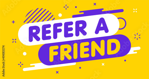 Modern banner Refer a friend. Banner for business, marketing and advertising. Vector illustration.
