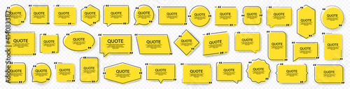 Quote box frame, big set. Texting quote boxes. Blank template quote text info design boxes quotation bubble blog quotes symbols. Creative vector banner illustration. Vector brushes background.