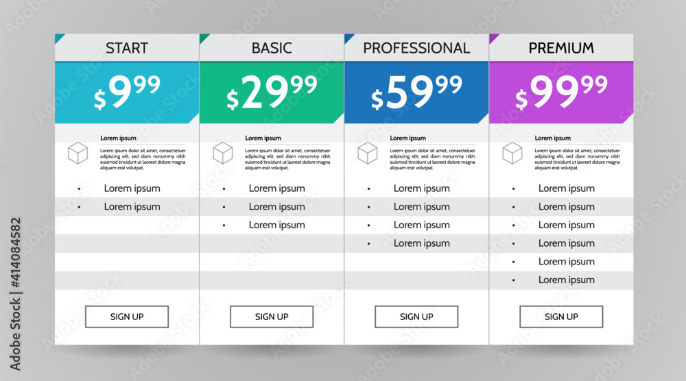 Web pricing table design for business .vector infographics template ...