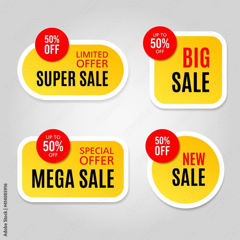 Set of modern sale stickers on gray background Set of modern sale stickers on gray background