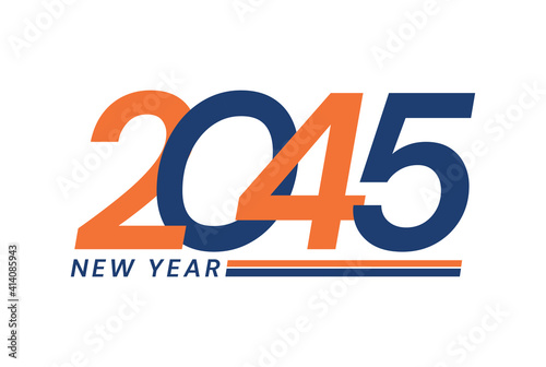 Happy New Year 2045 logo design, New Year 2022 text design isolated on white background