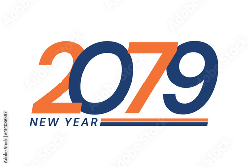 Tableau sur toile Happy New Year 2079 logo design, New Year 2079 text design isolated on white bac