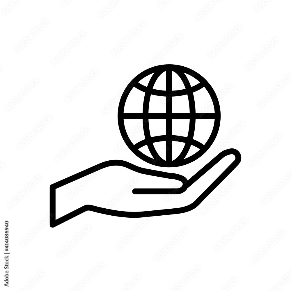 Save the planet flat icon. Pictogram for web. Line stroke. Isolated on white background. Vector eps10. Planet in hand Save the planet flat icon. Pictogram for web. Line stroke. Isolated on white background. Vector eps10. Planet in hand