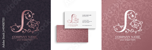 Premium Vector L logo. Monnogram, lettering. Seamless pattern and business cards. Personal logo or sign for branding an elite company.