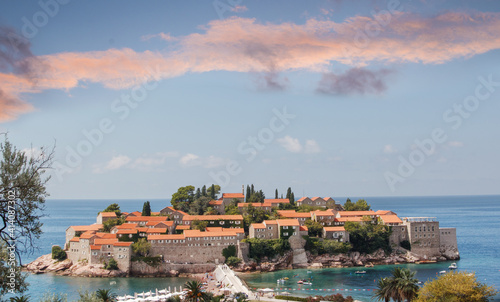 ontenegro beach, blue sea with beautiful sky photo