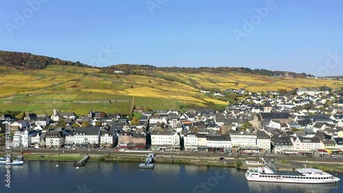 Rudesheim on Rhine river with vineyards, Rhineland- Platinate, Germany photo