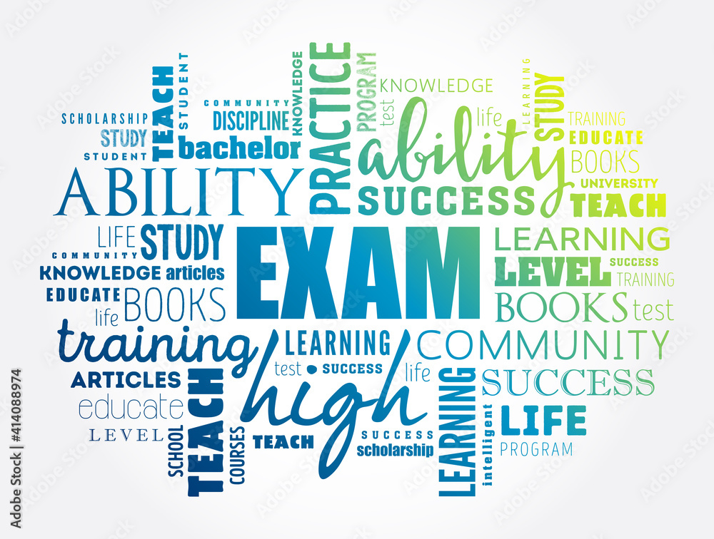 Fototapeta premium EXAM word cloud collage, education concept background