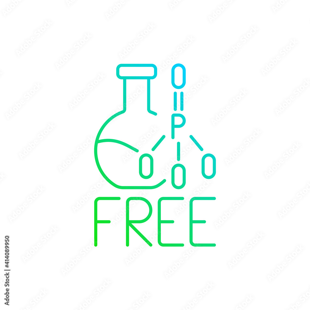 Phosphate free gradient linear vector icon. Natural cosmetics. Cosmetics without harmful chemical additives. Thin line color symbols. Modern style pictogram. Vector isolated outline drawing Phosphate free gradient linear vector icon. Natural cosmetics. Cosmetics without harmful chemical additives. Thin line color symbols. Modern style pictogram. Vector isolated outline drawing