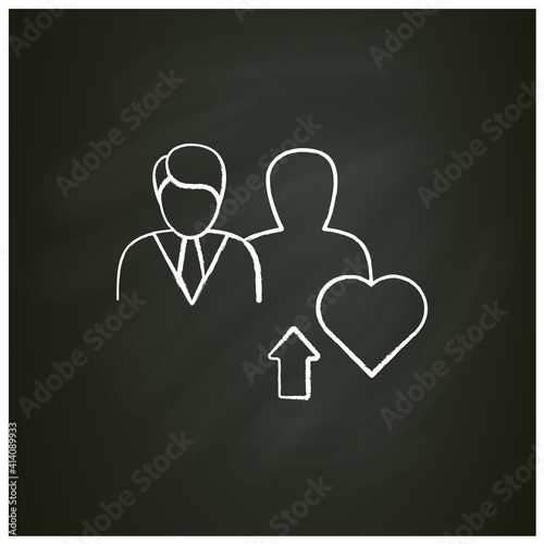 Self awareness improving chalk icon. Self cognition. Introspection. Self improvement and self realization. Business and career development. Isolated vector illustration on chalkbord