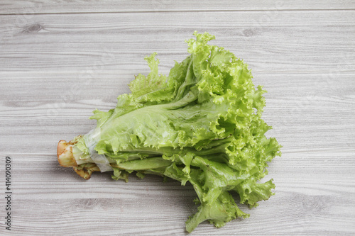 fresh green lettuce on table