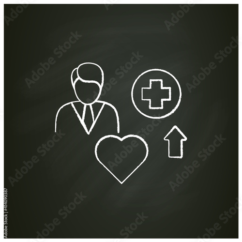 Improving health chalk icon. Personal growth concept. Health improvement and protection. Self care. Isolated vector illustrationon chalkboard
