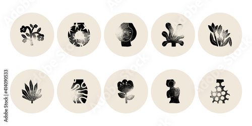 Boho wall decor. Mid century modern minimalist art print. Organic natural shape.