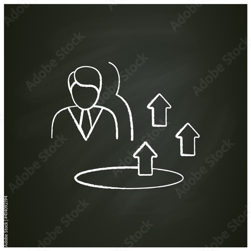 Growth zone chalk icon. Route to success. Self improvement and self realization. Business and career development. Career growth. Isolated vector illustration on chalkboard