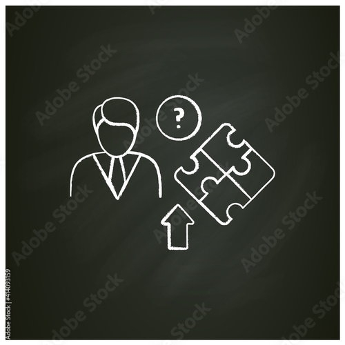 Self knowledge improving chalk icon. Self cognition. Introspection. Self improvement and self realization.Business and career development. Isolated vector illustration on chalkboard